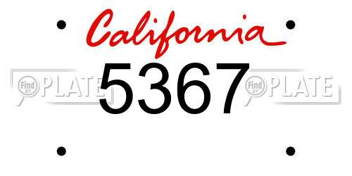 5367 California License Plate