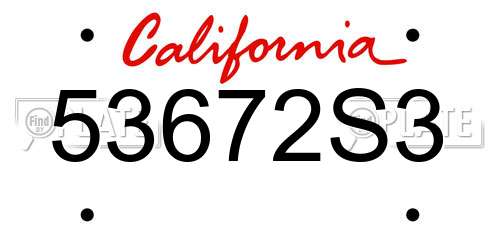 53672S3 California License Plate