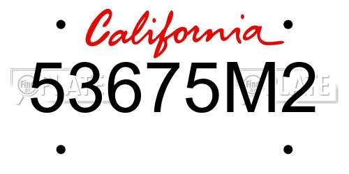 53675M2 California License Plate