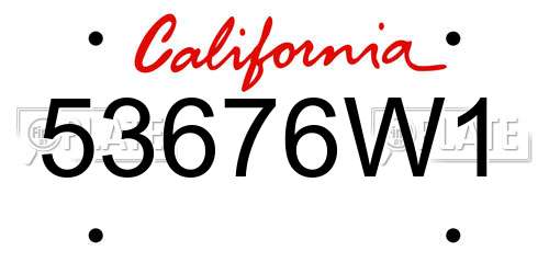 53676W1 California License Plate