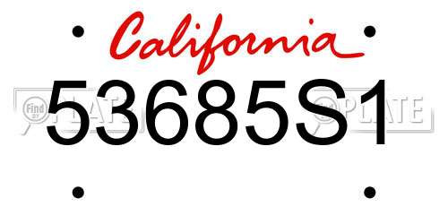 53685S1 California License Plate