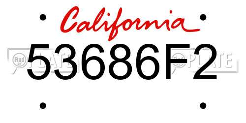 53686F2 California License Plate