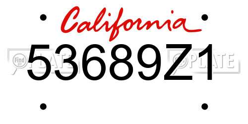 53689Z1 California License Plate