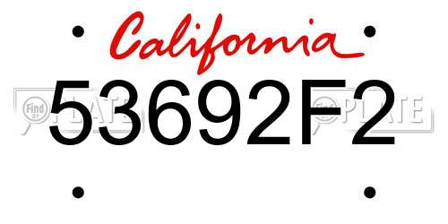 53692F2 California License Plate