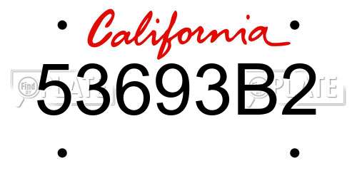 53693B2 California License Plate
