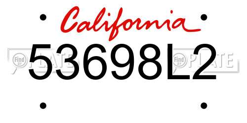 53698L2 California License Plate