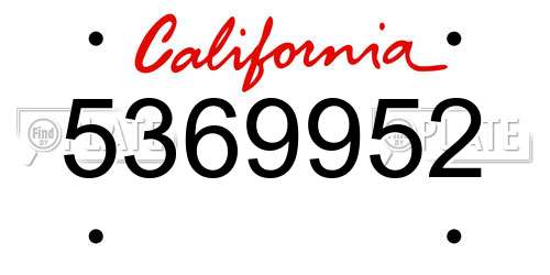 5369952 California License Plate