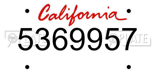 5369957 California License Plate