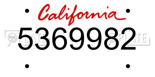 5369982 California License Plate