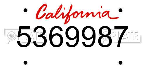 5369987 California License Plate