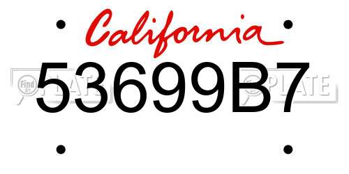 53699B7 California License Plate