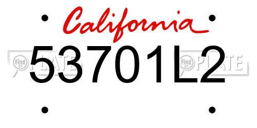 53701L2 California License Plate