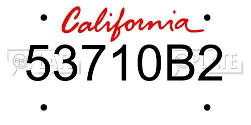 53710B2 California License Plate