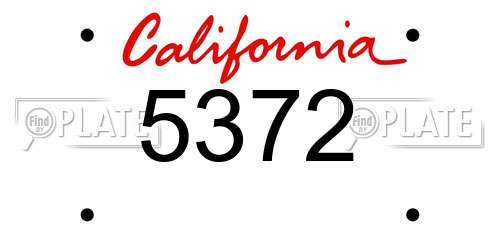 5372 California License Plate