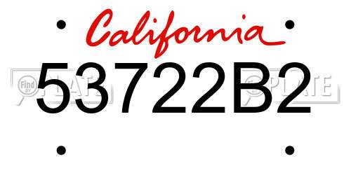 53722B2 California License Plate