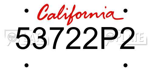 53722P2 California License Plate