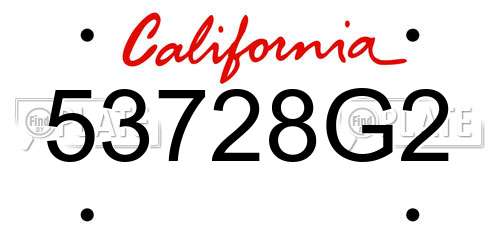 53728G2 California License Plate