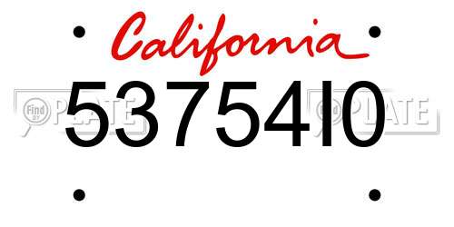 53754I0 California License Plate