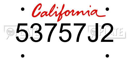 53757J2 California License Plate