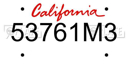 53761M3 California License Plate