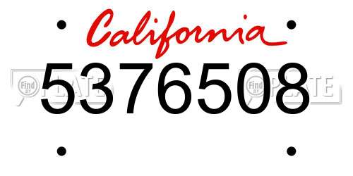 5376508 California License Plate