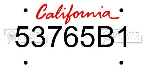 53765B1 California License Plate