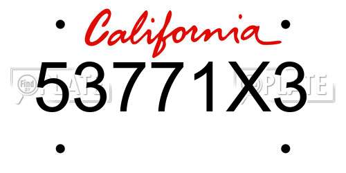 53771X3 California License Plate