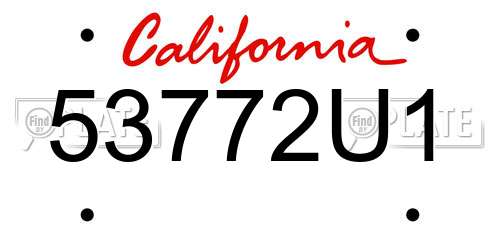 53772U1 California License Plate