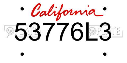 53776L3 California License Plate