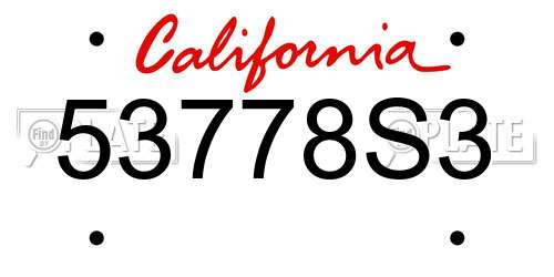 53778S3 California License Plate