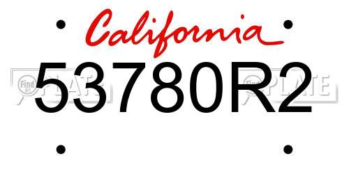 53780R2 California License Plate