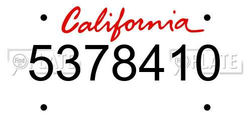 5378410 California License Plate