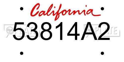 53814A2 California License Plate