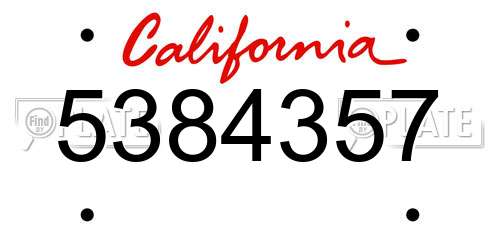 5384357 California License Plate