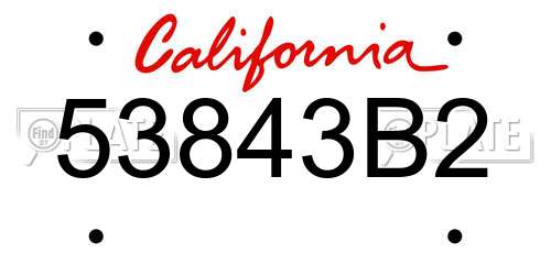 53843B2 California License Plate