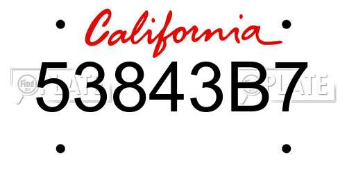 53843B7 California License Plate
