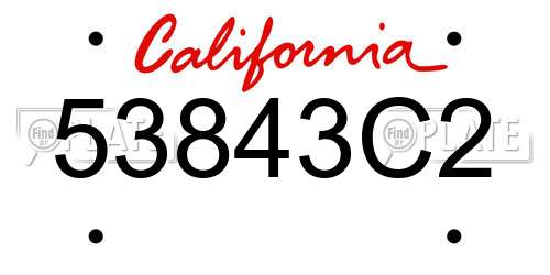53843C2 California License Plate