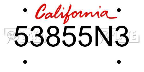 53855N3 California License Plate