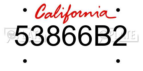 53866B2 California License Plate