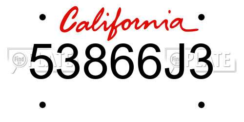53866J3 California License Plate
