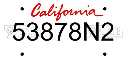 53878N2 California License Plate