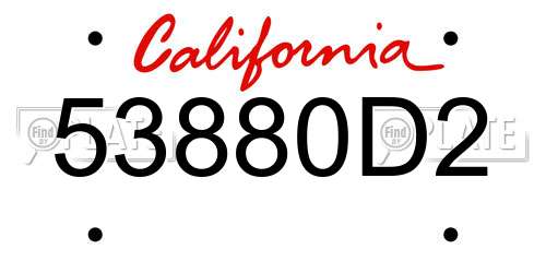 53880D2 California License Plate