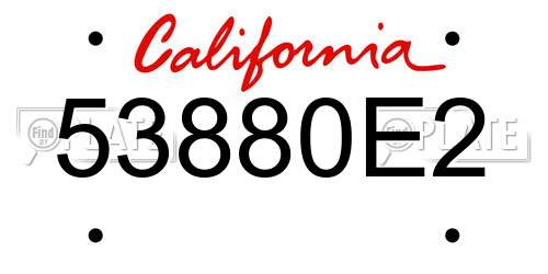 53880E2 California License Plate