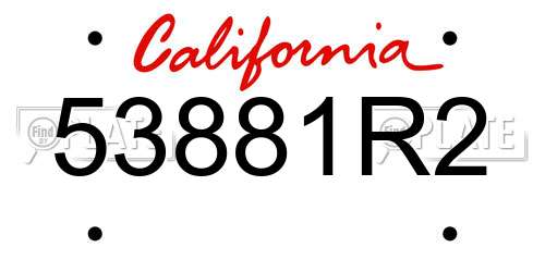 53881R2 California License Plate