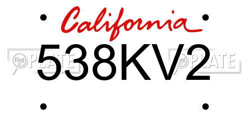 538KV2 California License Plate