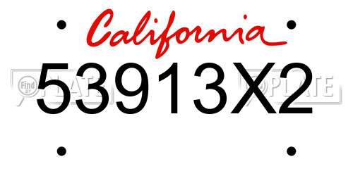 53913X2 California License Plate