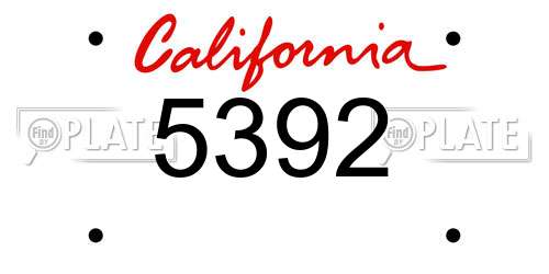 5392 California License Plate