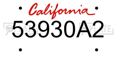 53930A2 California License Plate
