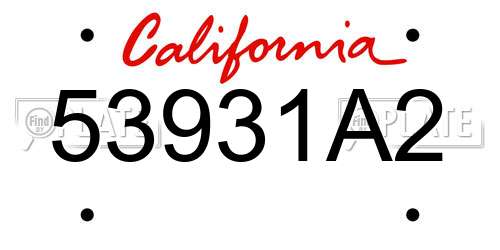 53931A2 California License Plate