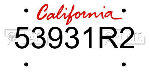53931R2 California License Plate